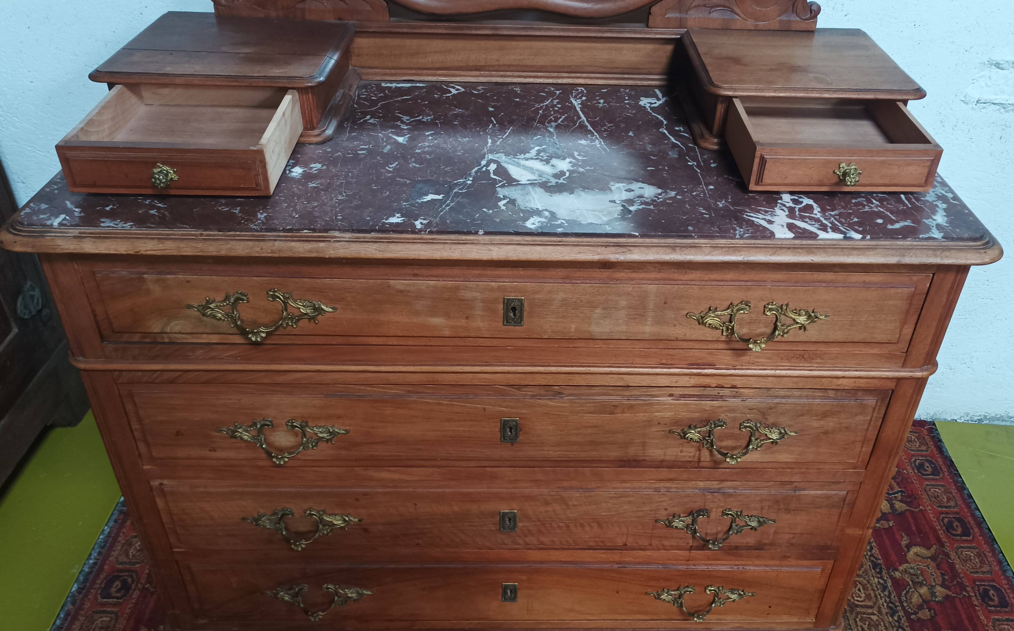 Louis XV walnut dressing table chest of drawers