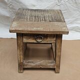 Small teak stool with 1 drawer