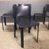 CHairs leather blue Italian Design Giancarlo Vegni