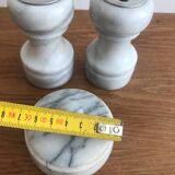 Set salière/poivrier/moutardier vintage en marbre blanc
