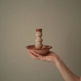 Bougeoir terre cuite peint à la main fabrication artisanale design nord africain ethnique tribal