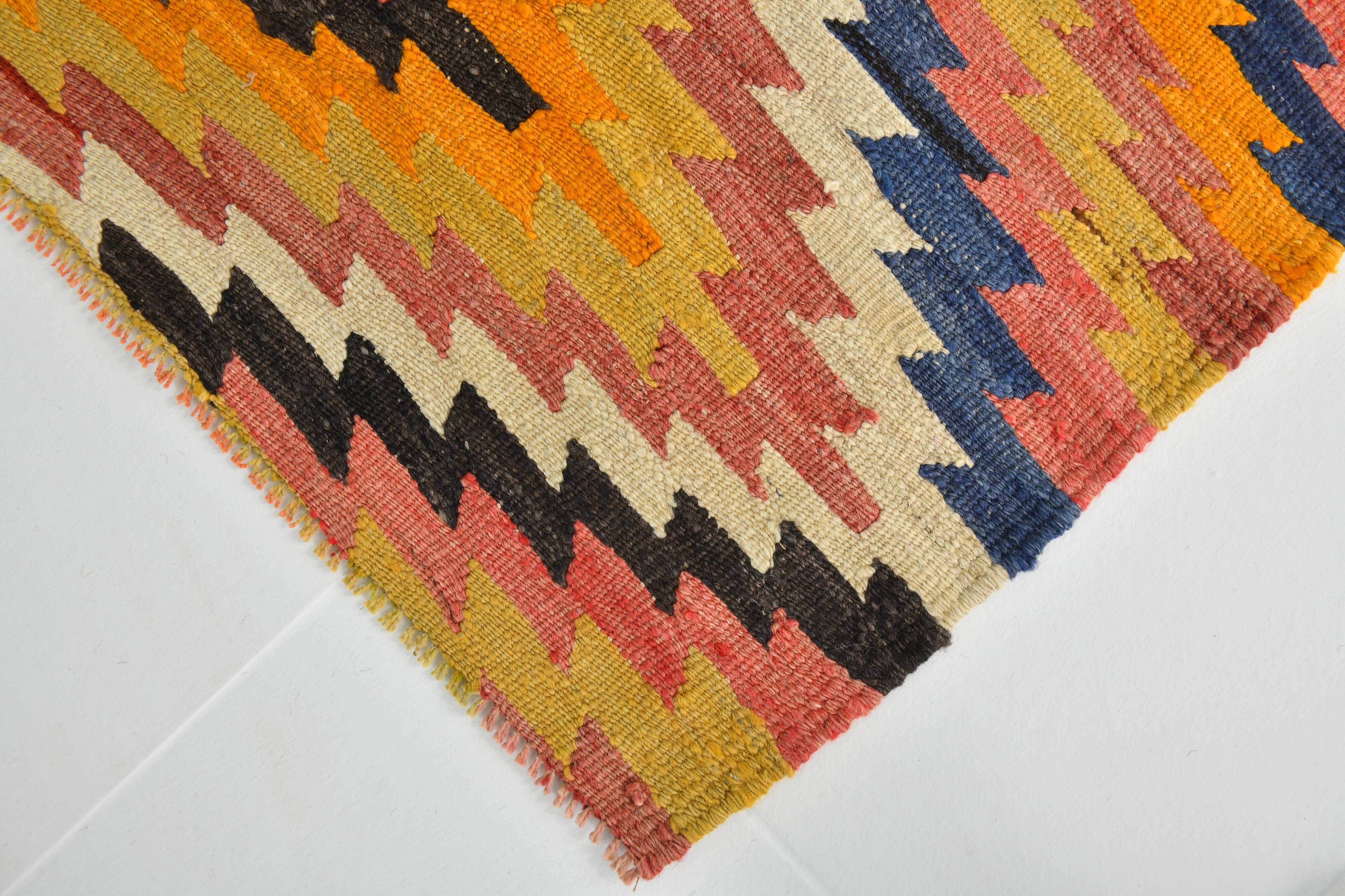 5x6 Turkish Hand Woven Multicolor Kilim Carpet Rug, 160x190 Cm