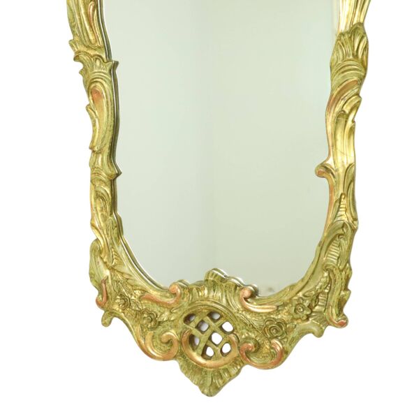 Grand miroir suédois doré à la feuille d'or de style rococo classique 119 cm