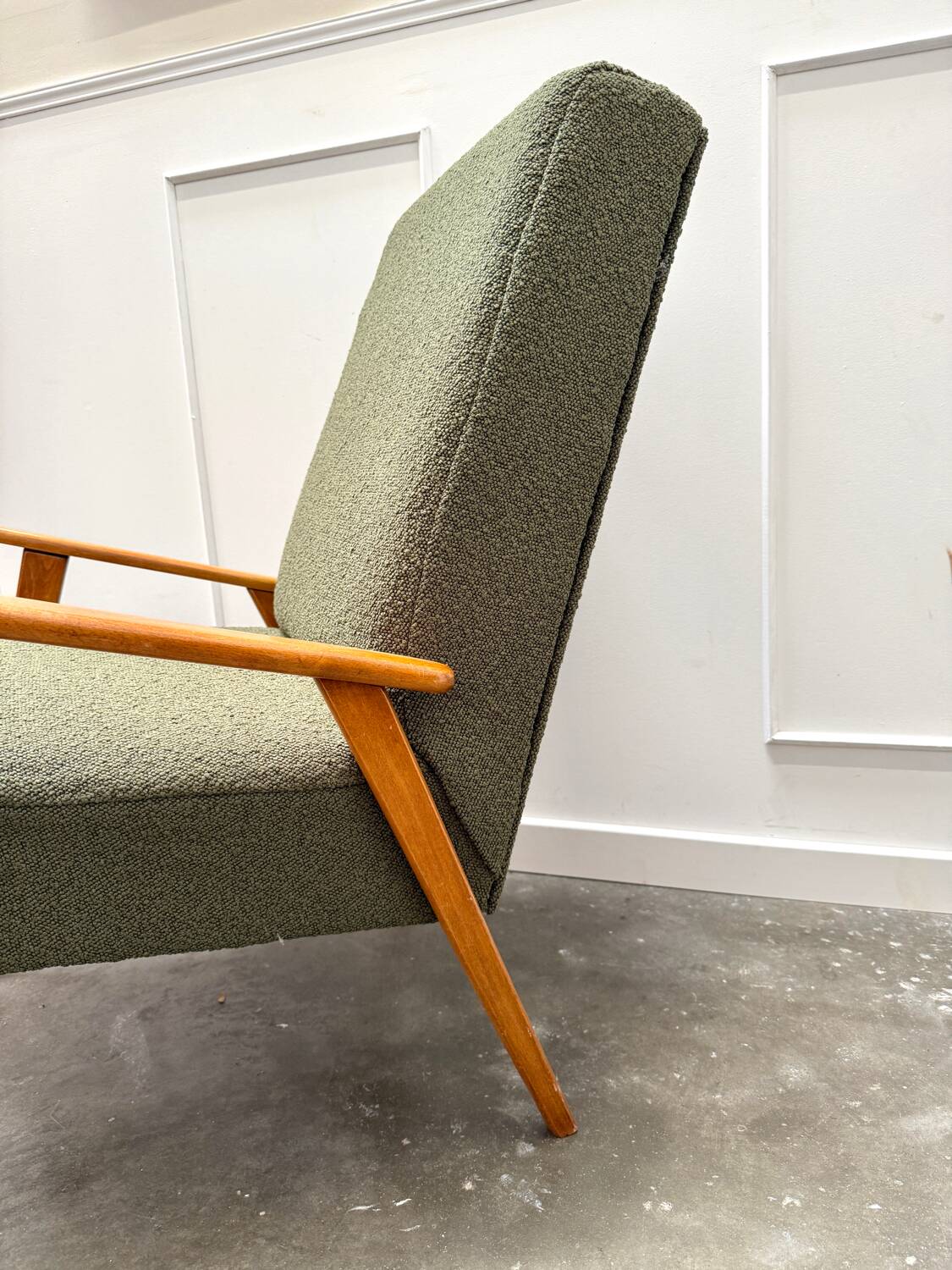 Scandinavian khaki armchair