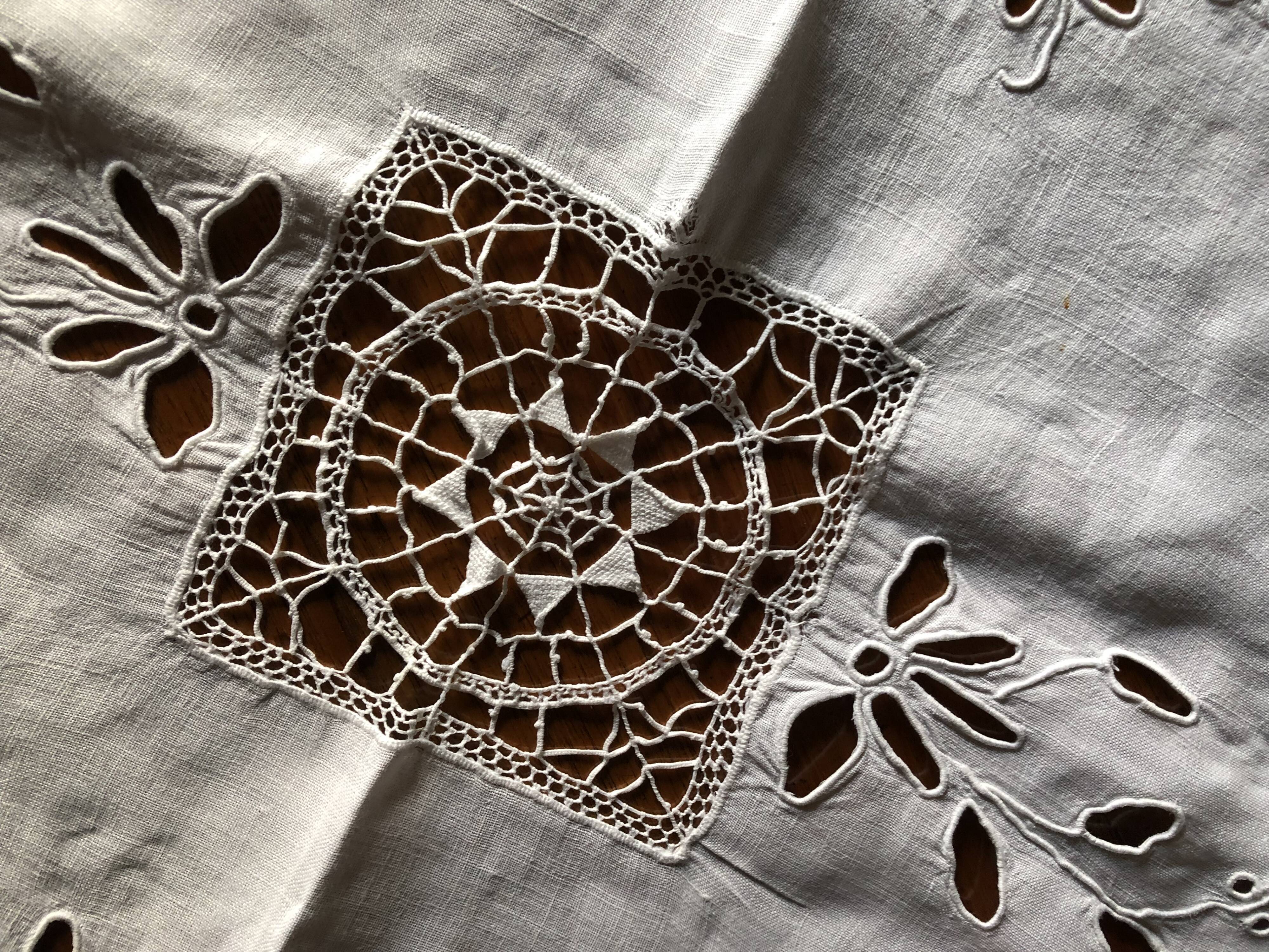 Embroidered linen tablecloth