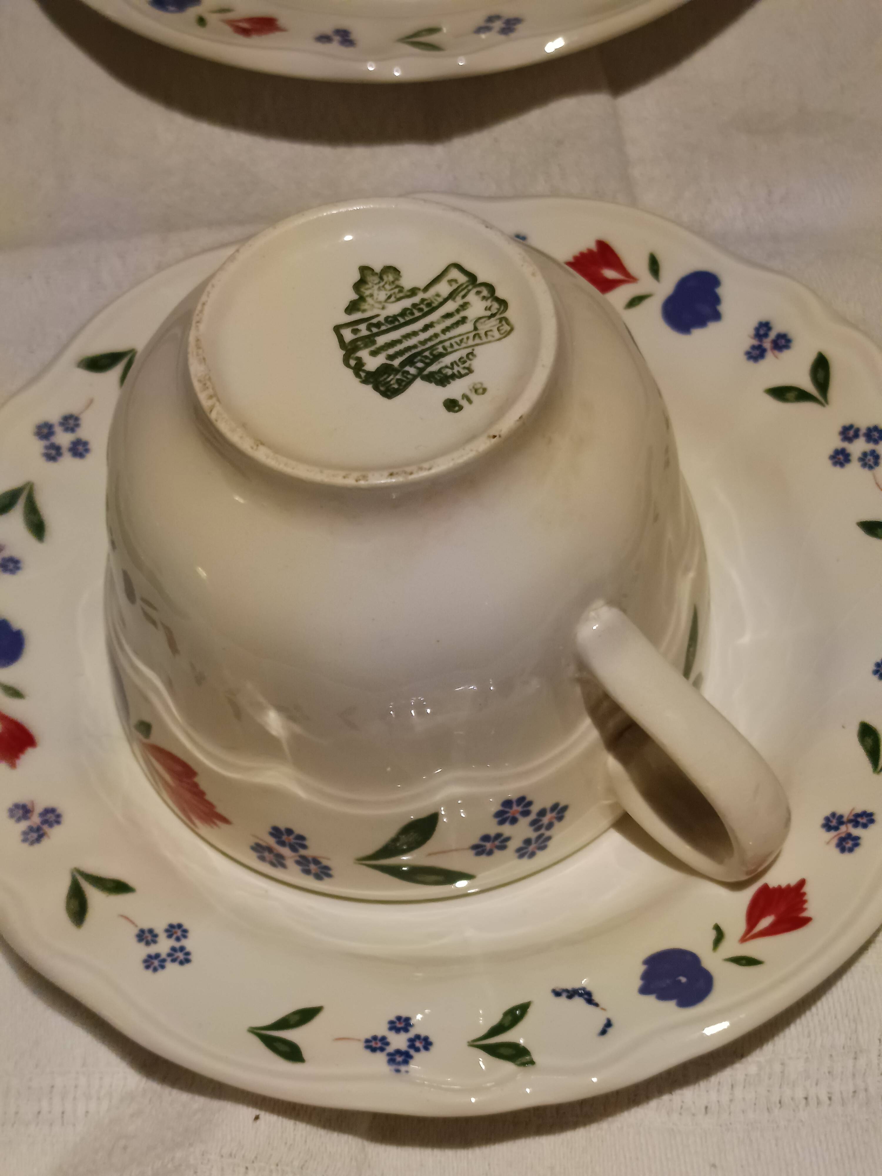 set of 6 Pagnossin ceramic tea cups and saucers from Treviso