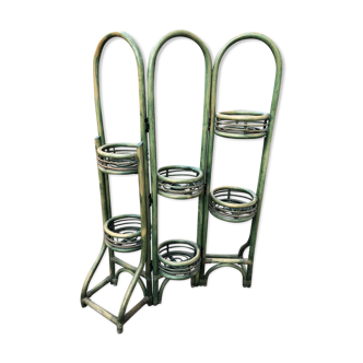 Folding rattan plant stand