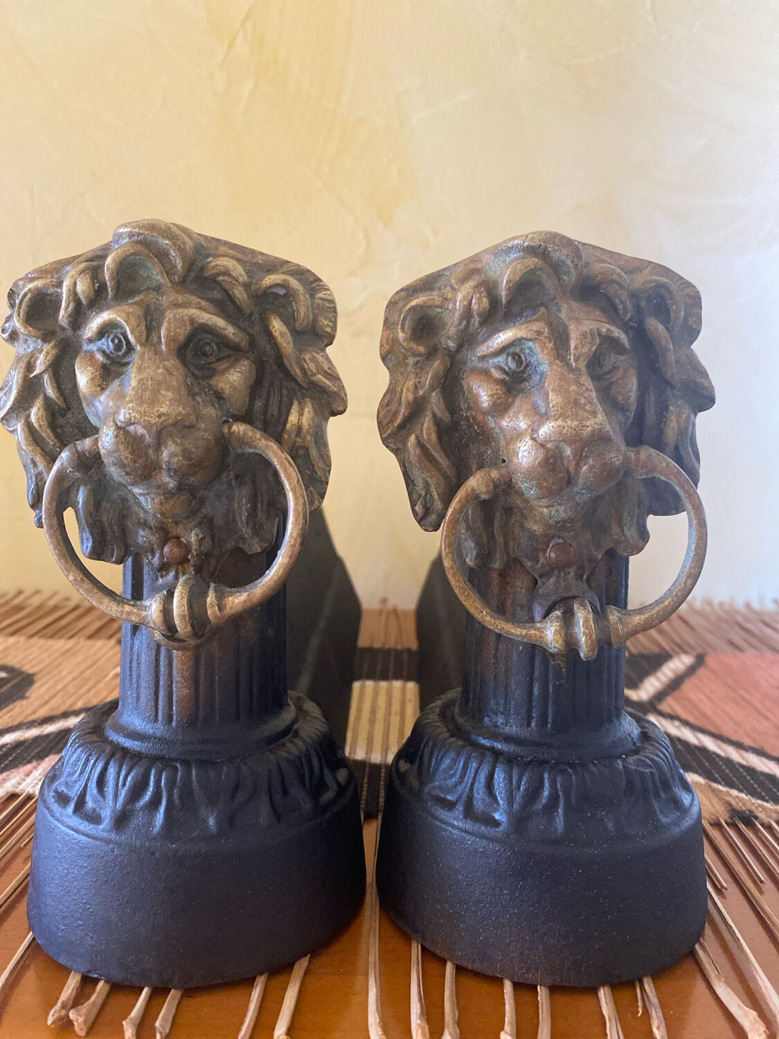 Fireplace - 1900-1910 pair of cast iron andirons