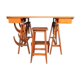 Old table a design wooden storage has 50's 60's