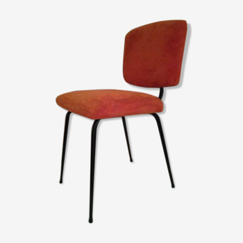 Chaise design vintage fourrure rouge des années 60