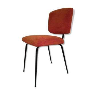 Chaise design vintage fourrure rouge des années 60