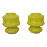 Lot de 2 lampes de table en verre jaune Space Age, design ve-art Italie, années 1970