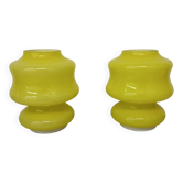 Lot de 2 lampes de table en verre jaune Space Age, design ve-art Italie, années 1970