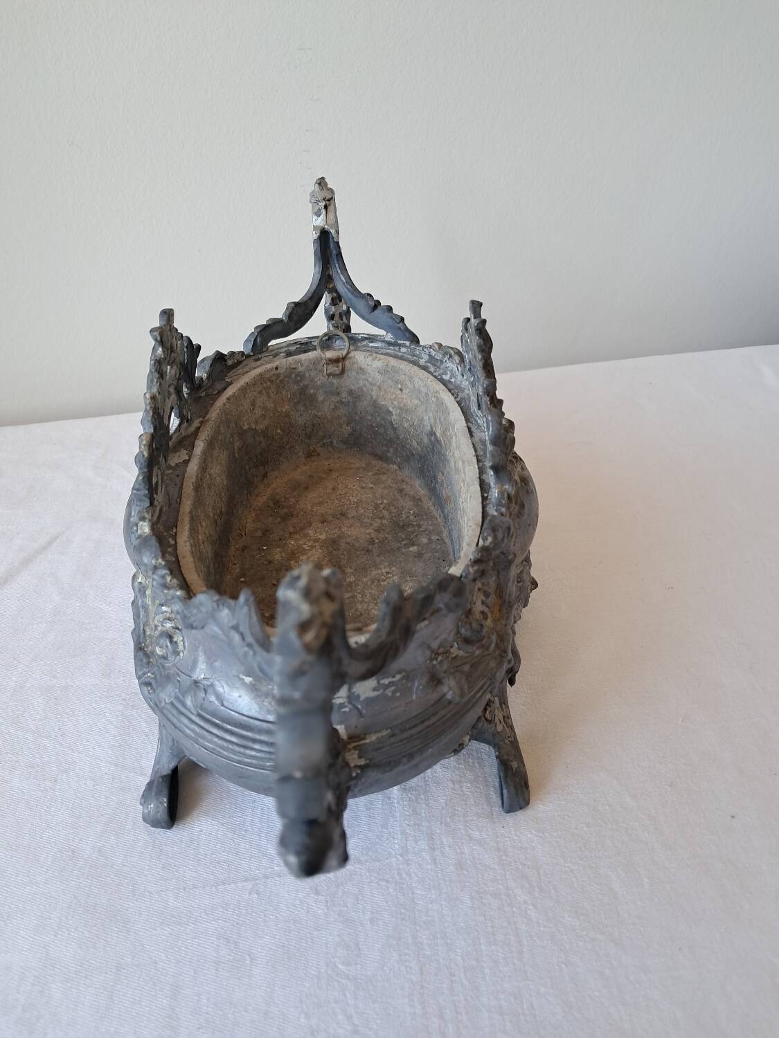 Napoleon III spelter centerpiece planter with rockery decoration