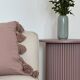 round and fluted side table in mauve, dimmed pink purple