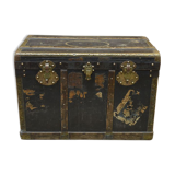 Malle de voyage Regoldia Lyon en carton tissu et bronze 1920