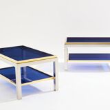 Pair of Flaminia chrome brass side tables by Willy Rizzo 1970