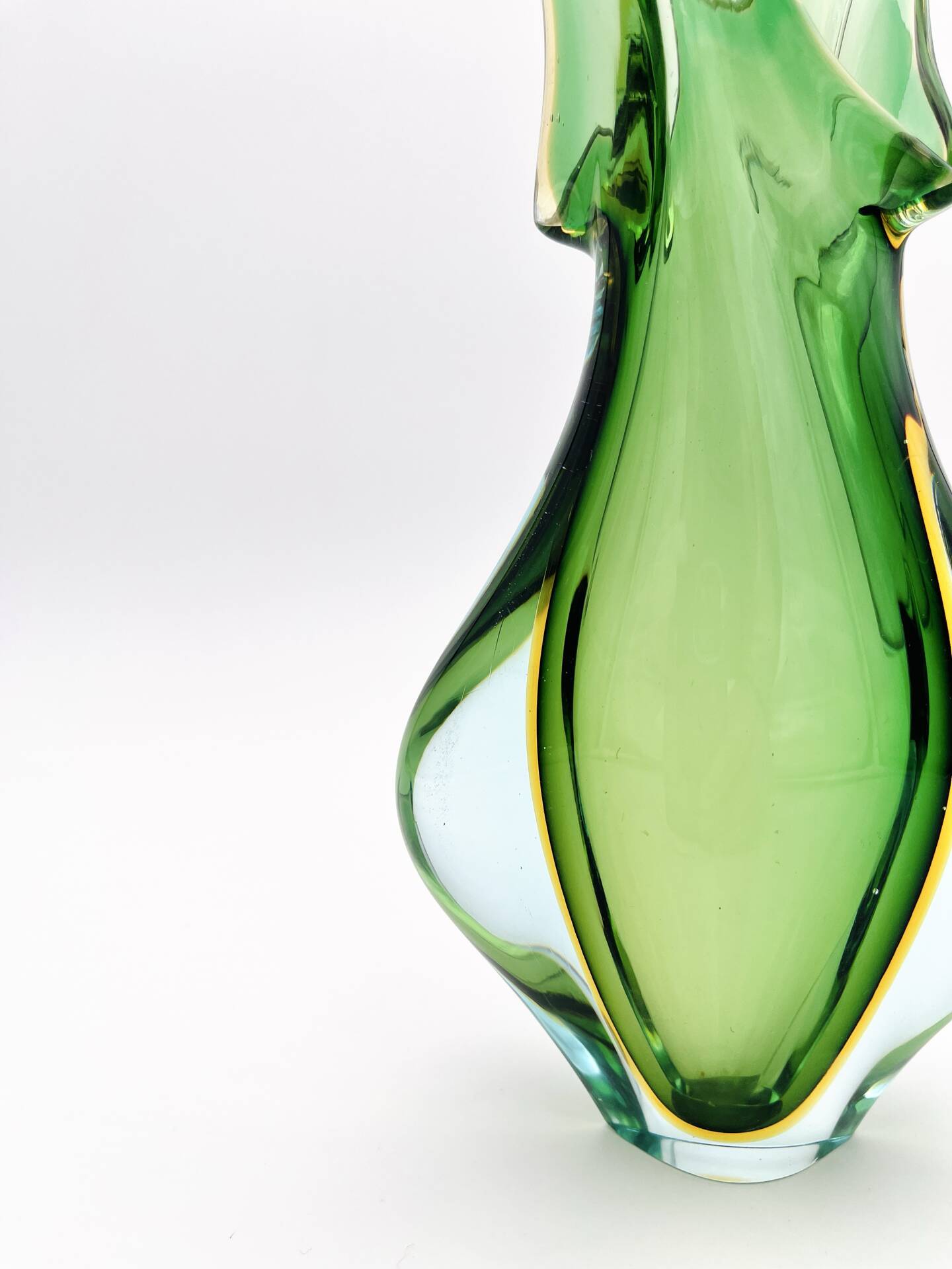 Murano vase Flavio Poli Sommerso Emerald Green Yellow Turquoise 26cm