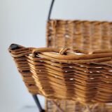 Metal and rattan magazine holder