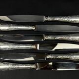 Lot de 6 couteaux de table Christofle modèle Marly – métal argenté – 24,5 cm