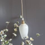 Portable hanging lamp 1970/80 white granite glass