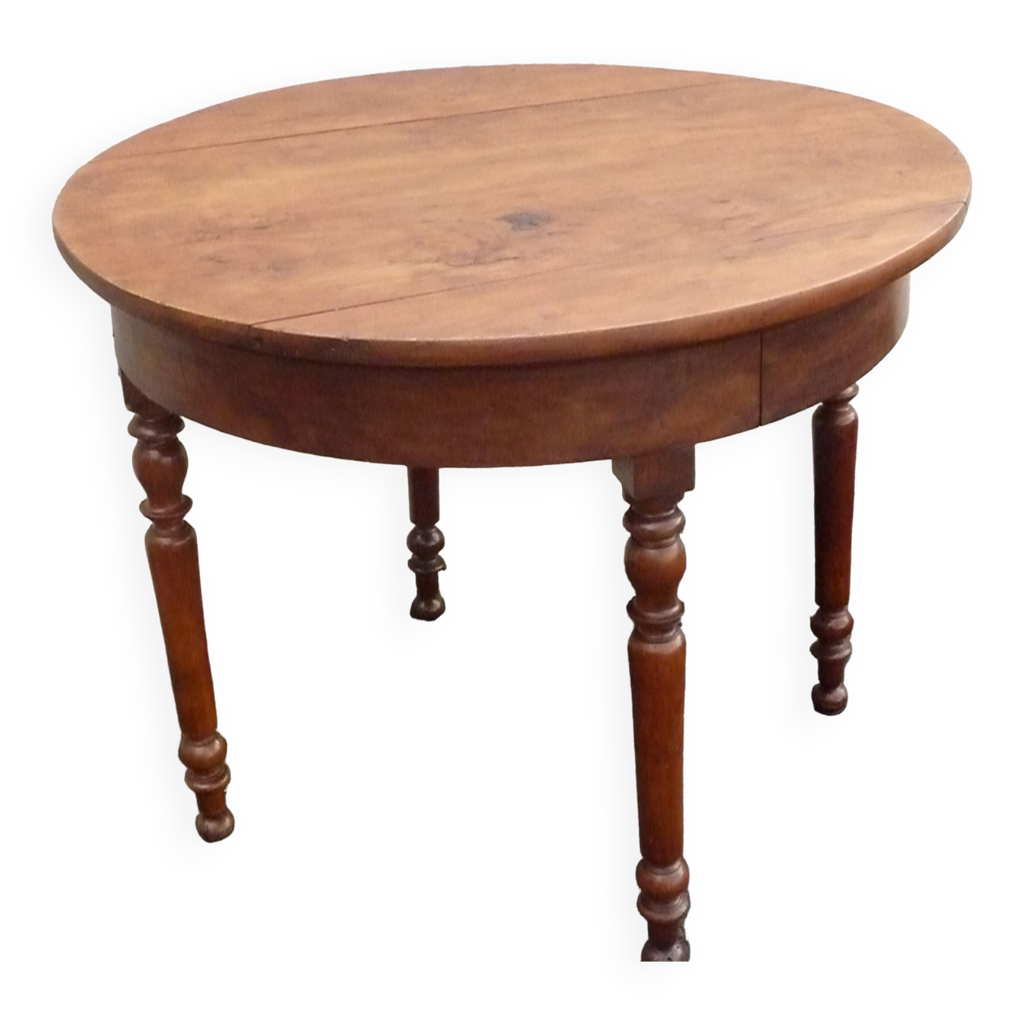 Table ronde ancienne style L. Philippe en bois massif / Milieu 19 ème s