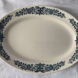 4 blue and white service dishes Alesia Longchamp Iron Land early 20th century