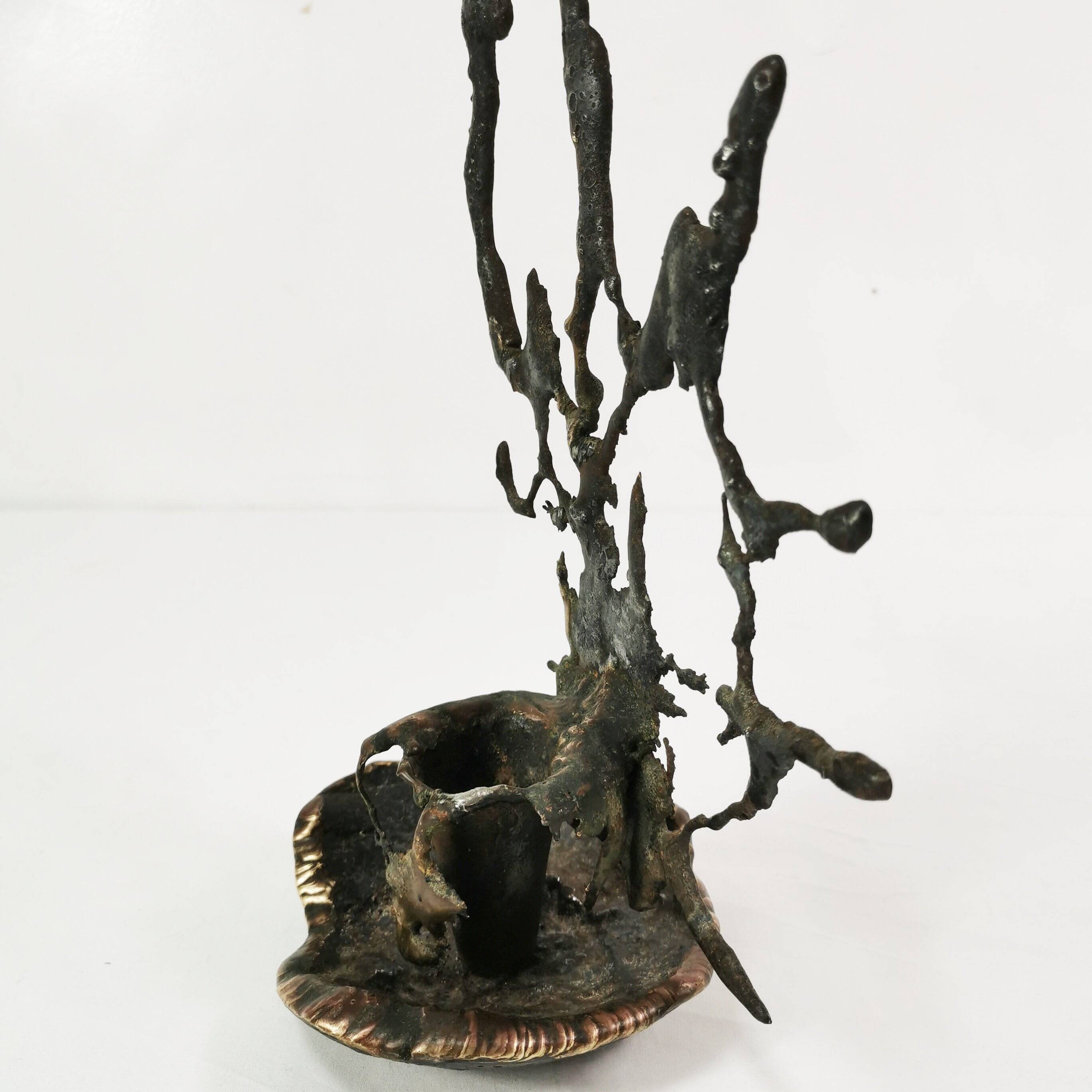 Brutalist cast iron candlestick, Belgium, 1960s.