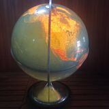 Old world map globe terrestrial grange batelière paris vintage #a356