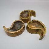 3 vintage brass ashtrays shape drops of water