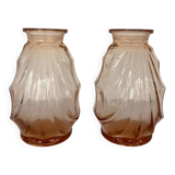 Pair of small pink glass Art Deco vases