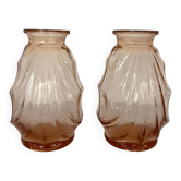 Pair of small pink glass Art Deco vases