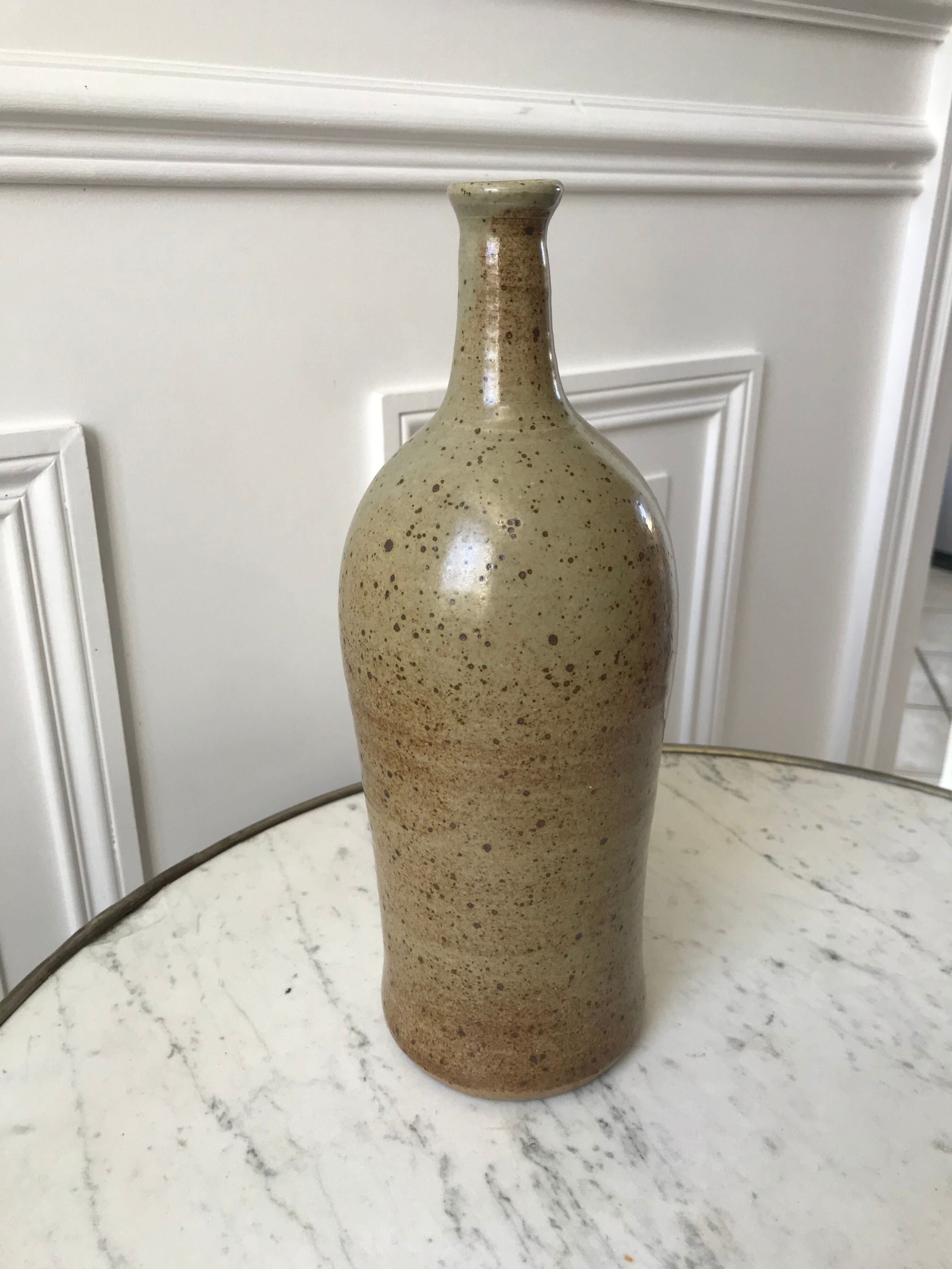 Ceramic bottle / stoneware / pottery vintage 70s signed