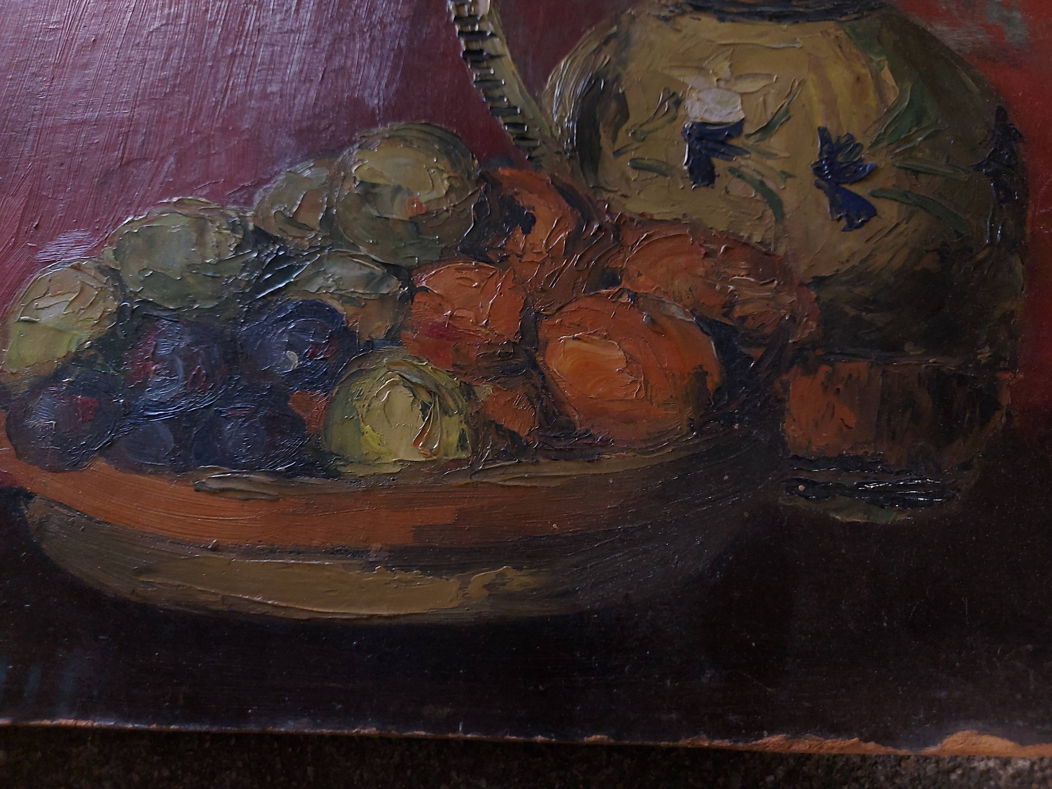 Painting, oil on panel, still life