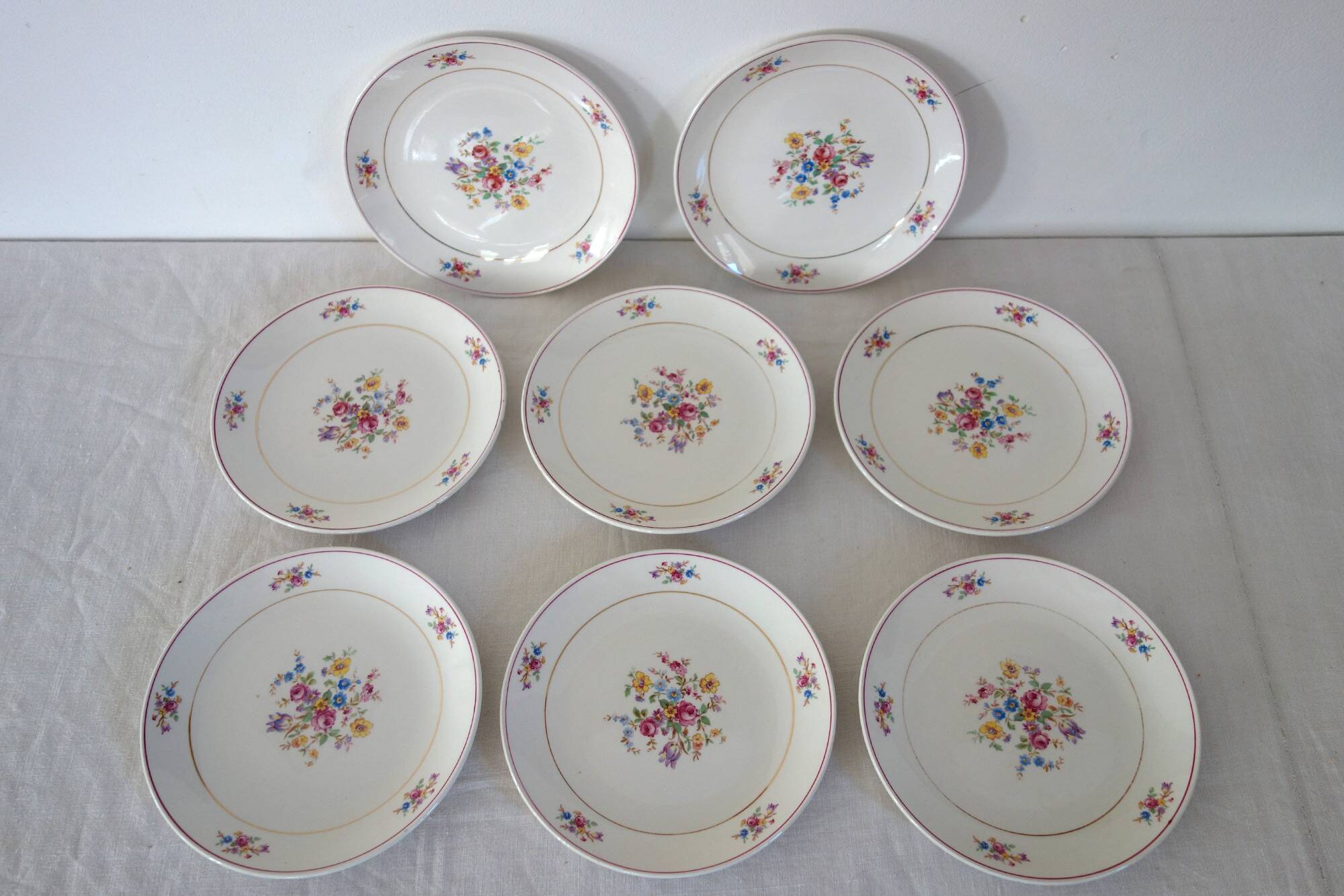 8 dessert plates Gien circa 1940
