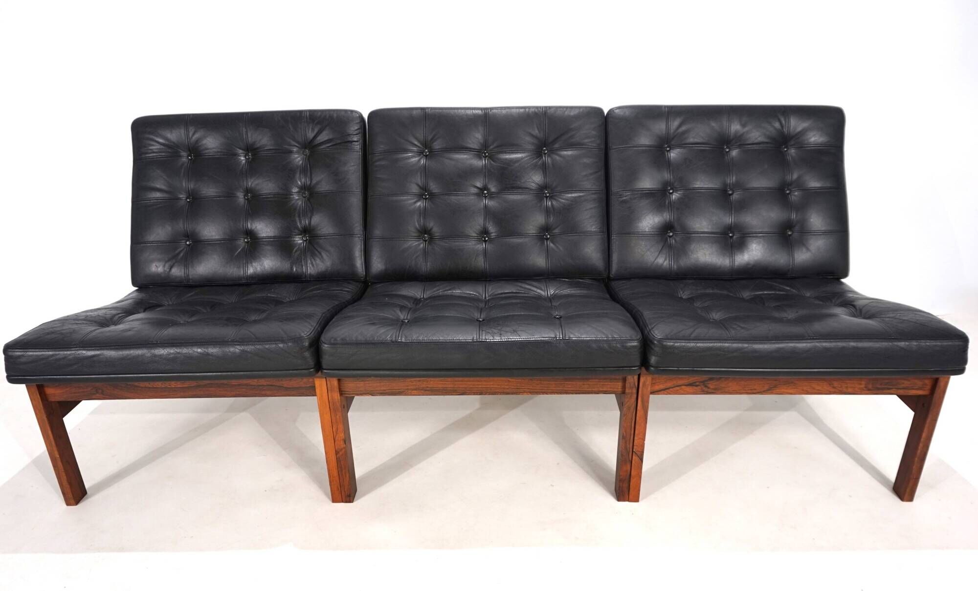 France & Son Set of 3 Modular Leather Armchairs by O. Gjerløv-Knudsen/T. Li