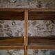 Vintage pine shelf with compartments, room divider, 1950s.