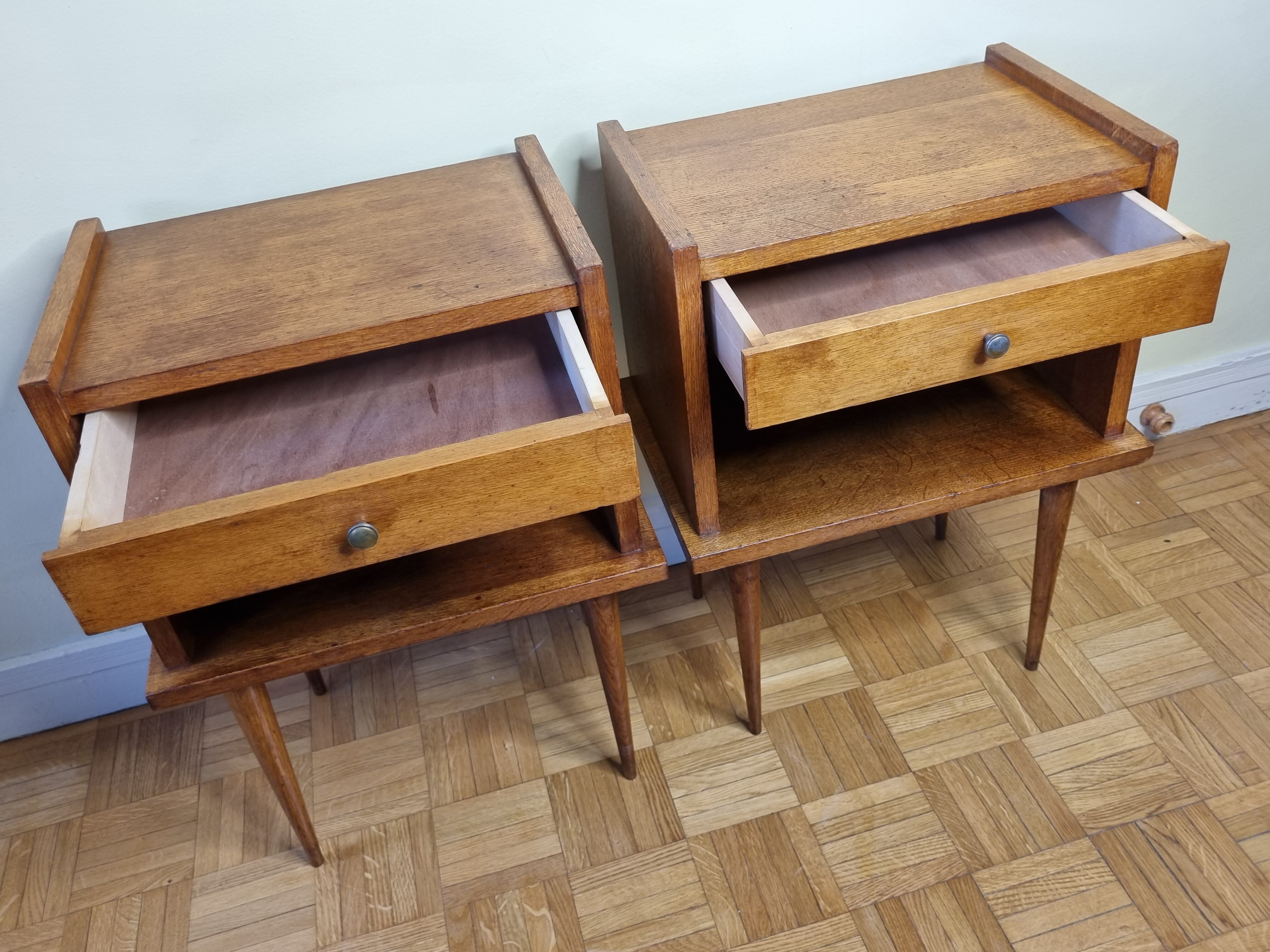 Paire de chevets en bois vintage années 50-60