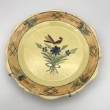Quimper primavera earthenware wall plate, decorated with flowers and birds