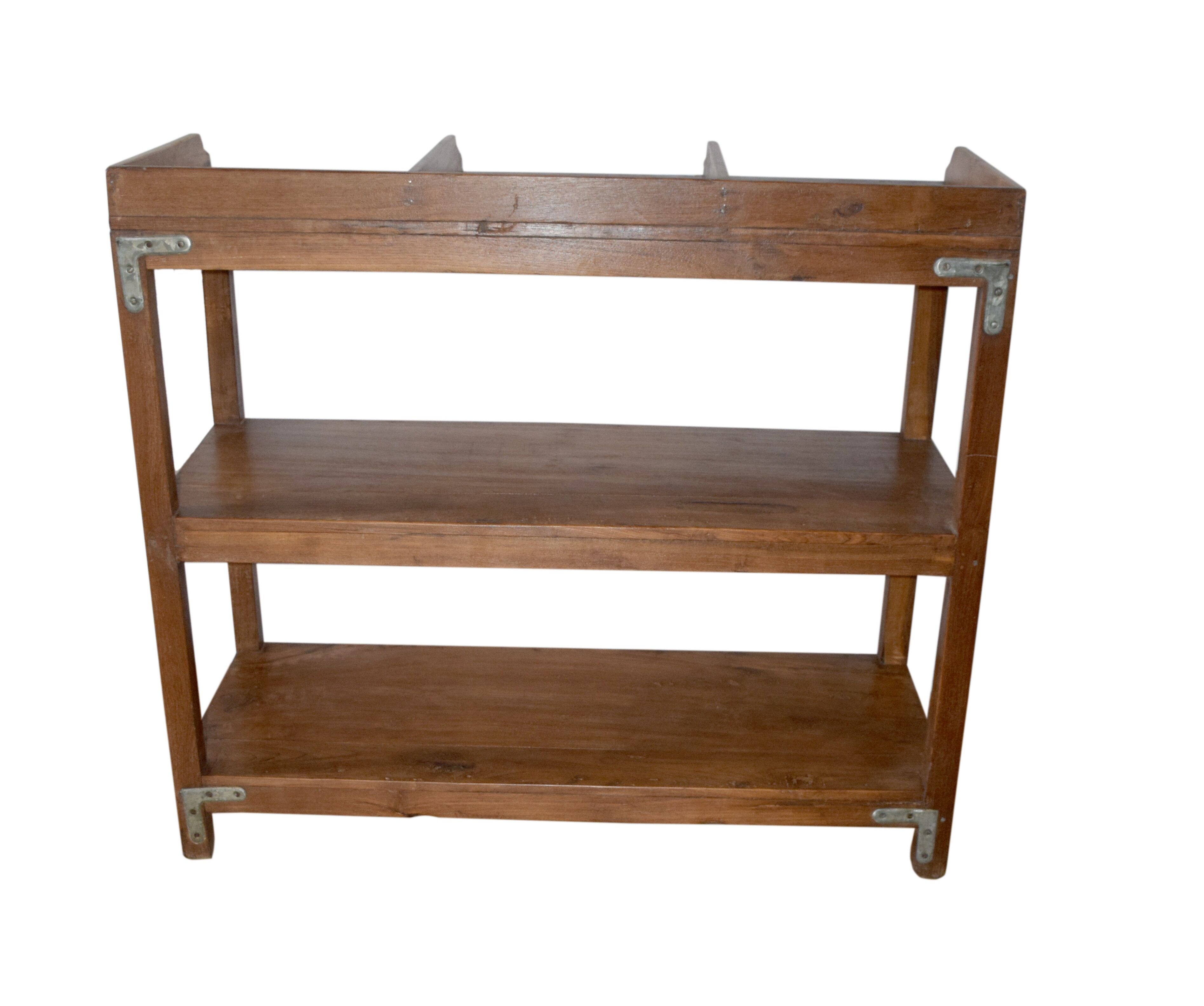 Three-level teak shelf