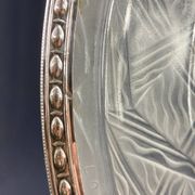 Circular Art Deco glass dish signed Lorrain, solid silver neck brace