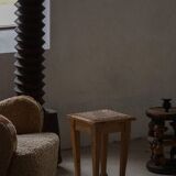 A pair of antique Danish pine stools from the late 19th century.