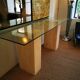 XXL vintage Italian console in travertine and glass from the 80s