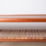 Danish coffee table in teak and rattan by KT Mobler 1960