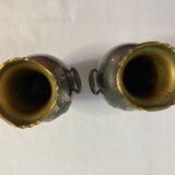 Pair of pewter vases with shagreen thistle decor, circa 1900, Art Nouveau