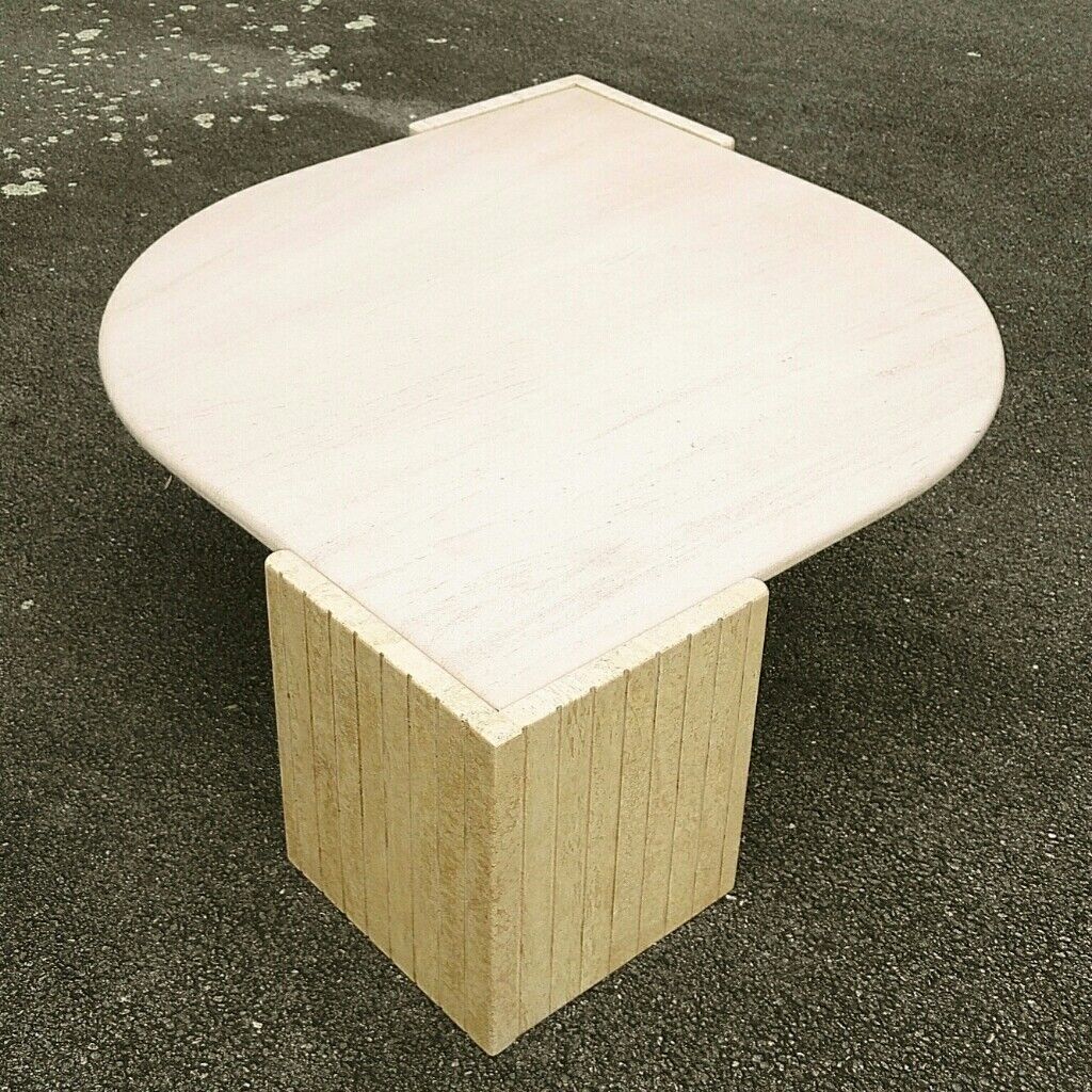 Table basse goutte travertin design 1970 vintage