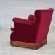 1970s, Danish armchair, furniture velour, ash wood legs.