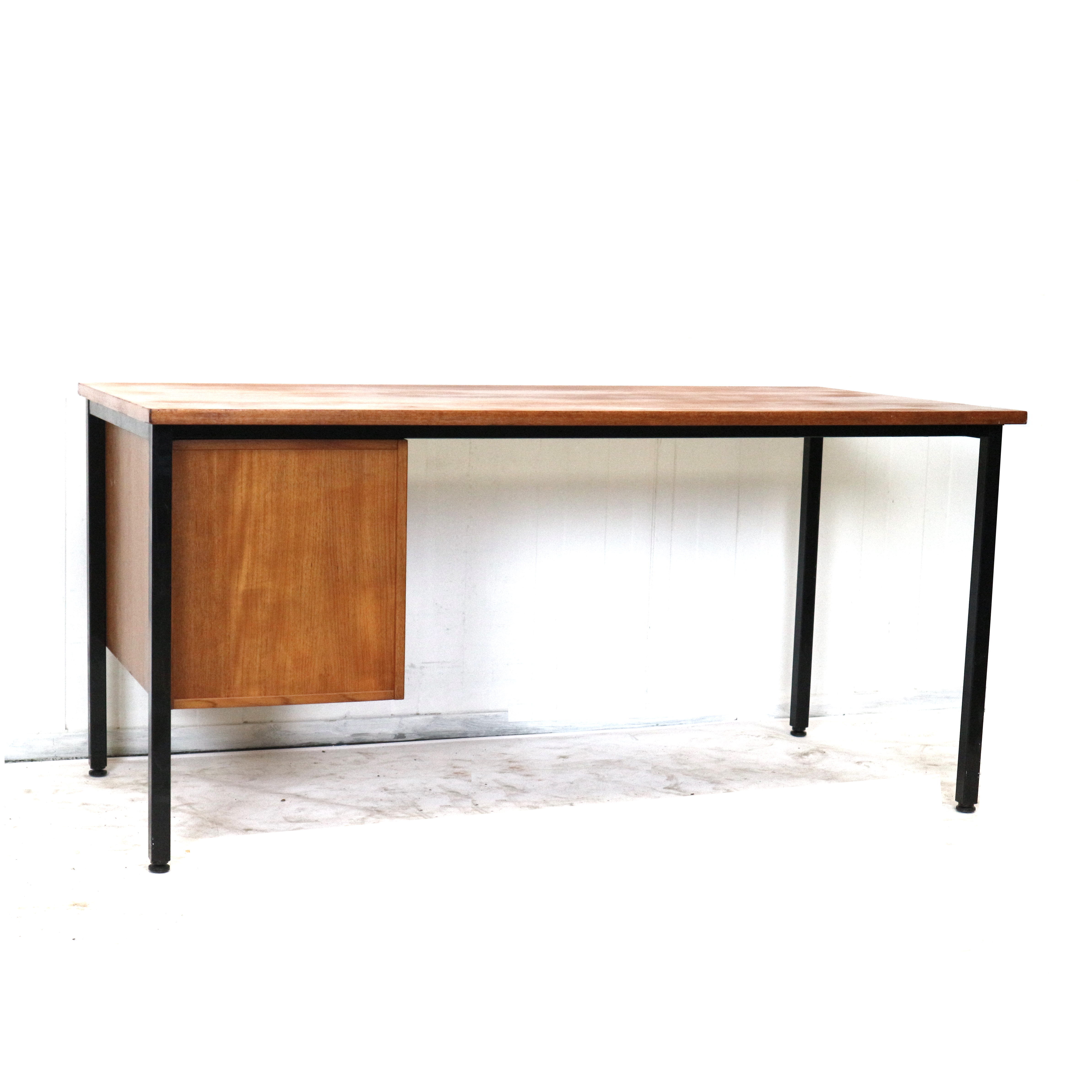 Vintage teak desk with 3 drawers from the 1960s