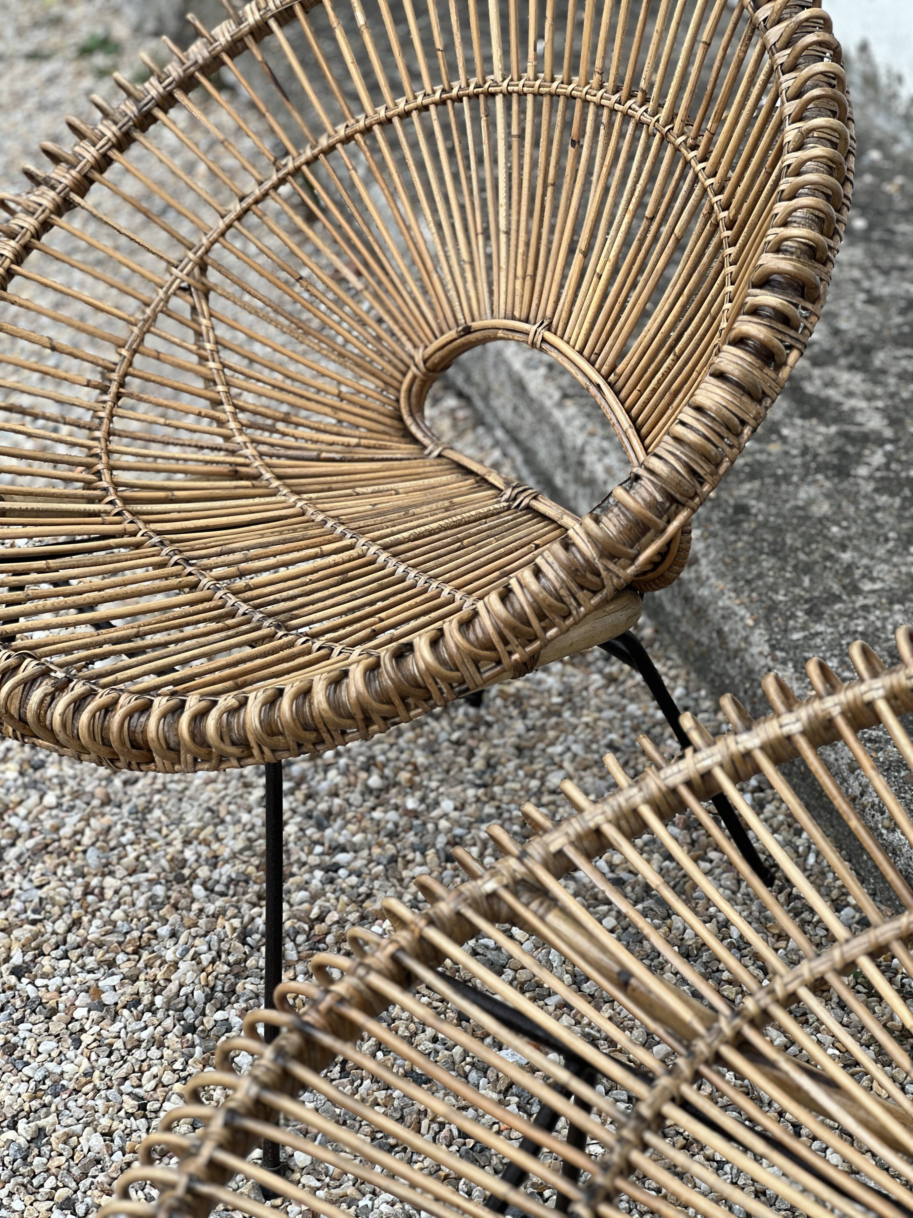 Pair of rattan armchairs