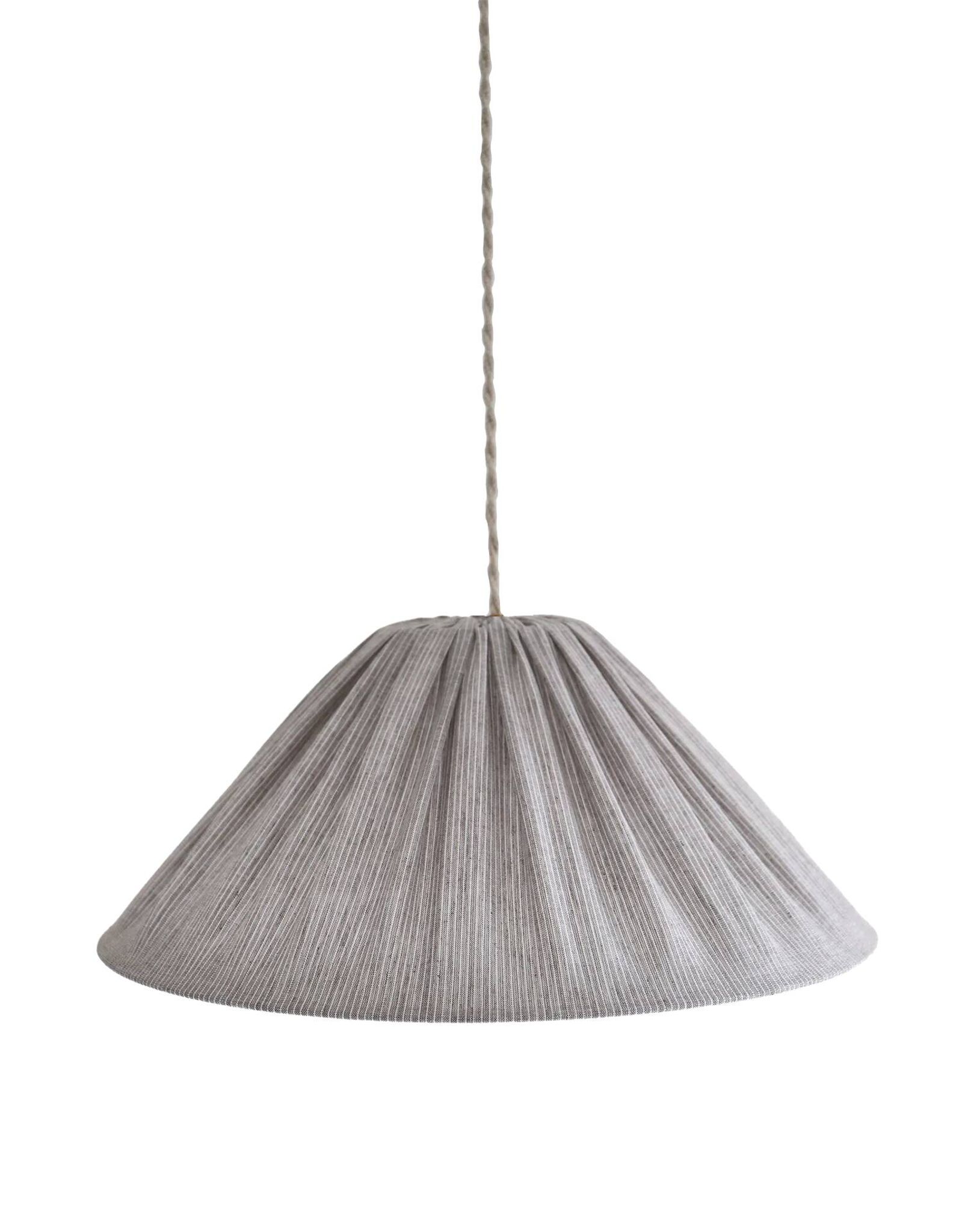 "Malala" pleated linen and cotton suspension with fine classic grey stripes.